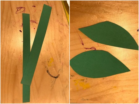 Spring Paper Plate Flower Craft - paper stem and leaves