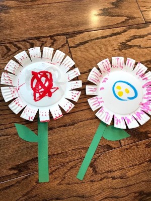 Spring Paper Plate Flower Craft - two toddler paper plate flower creations