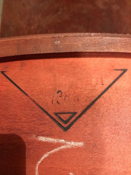 A Mersman end table with the manufacture number showing.
