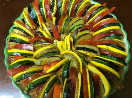 filled veggie slices in baking dish