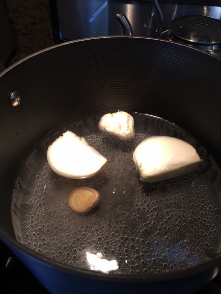 onion & garlic in waterSoup