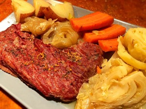 Instant Pot Corned Beef and Vegetables on plate