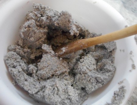 mixing Blue Corn Tortilla dough