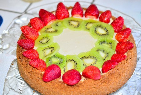 Kiwi added to top of Cheesecake