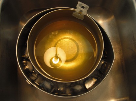 mixed jello over bowl of ice