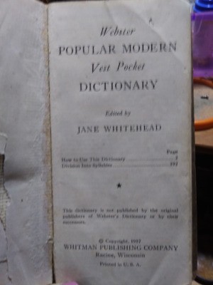 Value of a 1957 Vest Pocket Webster's Dictionary  - cover page