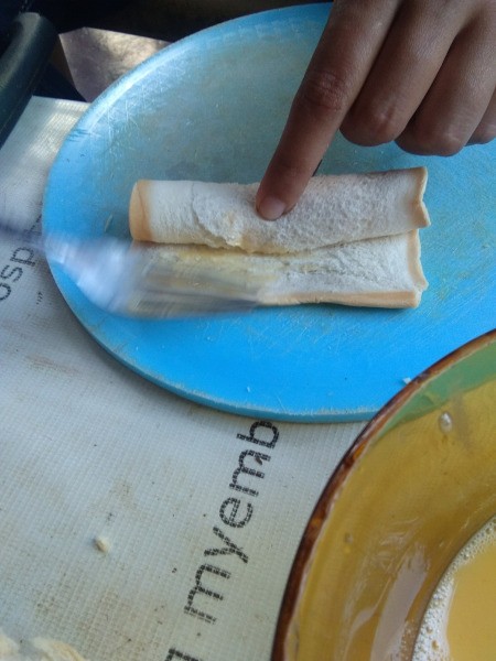 rolling up bread