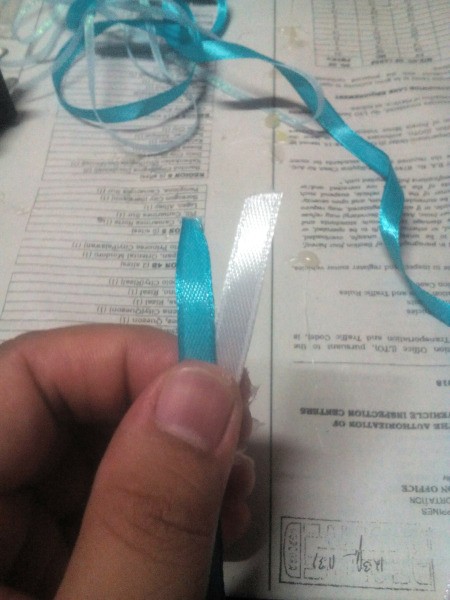 Christening Candles with Drip Catcher - use two pieces of narrow ribbon