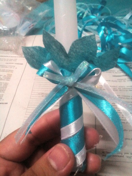 Christening Candles with Drip Catcher