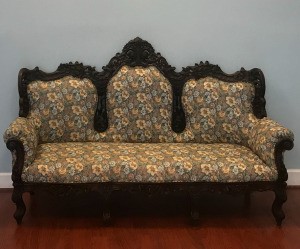 Value of a Victorian Sofa - Victorian style wood trimmed upholstered sofa