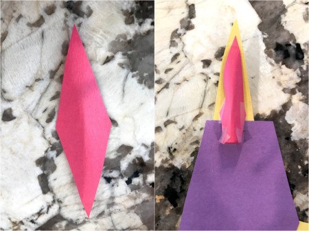 Making a Paper Jet  - cut a diamond shape for the cockpit and fold