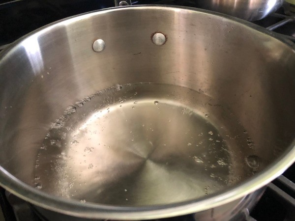 A pan of water, ready for poaching eggs.