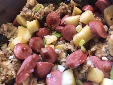 Leftover Stuffing added to mix