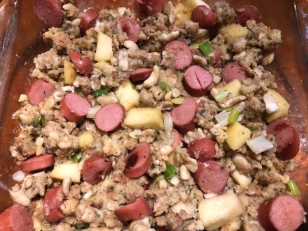 Leftover Stuffing , veggies & meat