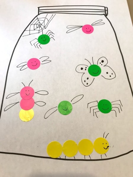 Create Bug Art from Labels for Story Time - full jar