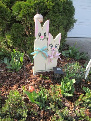 Wooden Bunnies - ready to place in garden