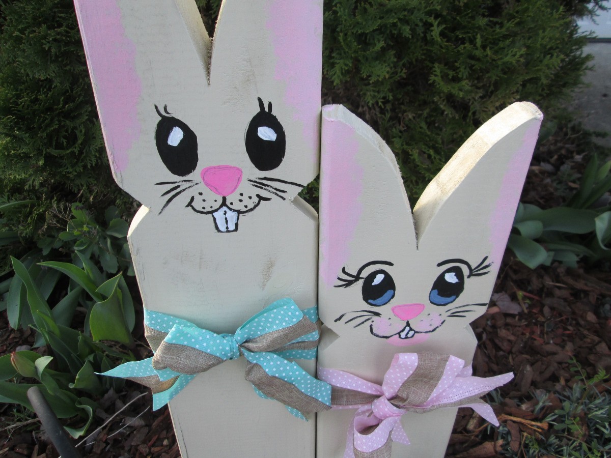 DIY Wooden Garden Bunnies | ThriftyFun