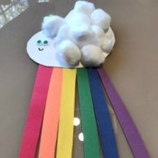 Making a Paper Plate Rainbow  - finished rainbow craft, ready to hang