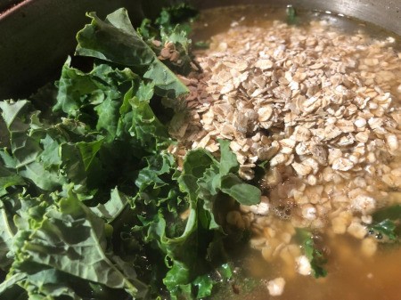kale added to soup