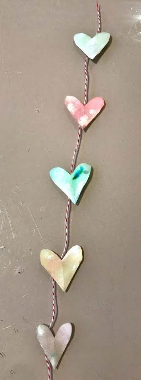 Crafting Supplies from Baking Soda and Vinegar Experiment  - string of hearts