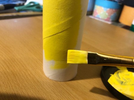 Toilet Paper Tube Chicken - paint cardboard tube yellow and allow to dry