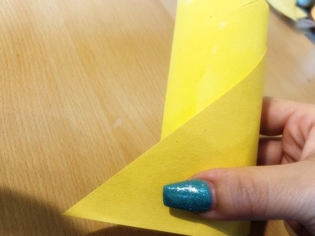 Toilet Paper Tube Chicken - glue triangle onto tube but allow end to remain loose