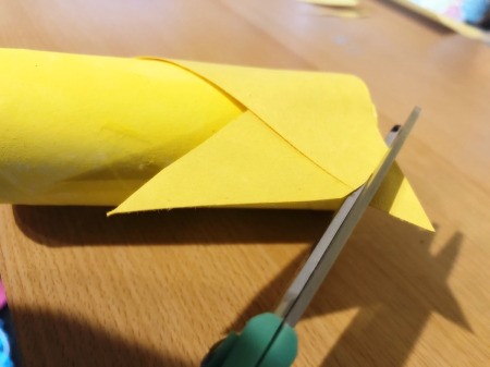 Toilet Paper Tube Chicken - round the edge where the wing and the tail meet