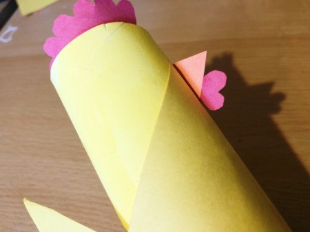 Toilet Paper Tube Chicken - glue waddle to bottom of beak