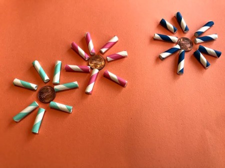 Straw Flowers on Paper - three flowers