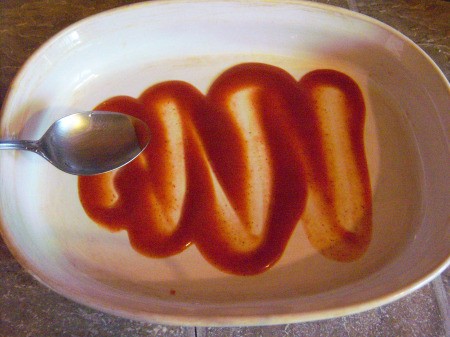 Enchilada sauce in Casserole dish