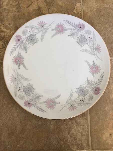Value of Meito China - pink and gray floral pattern