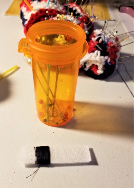 Pill Bottle Sewing Kit - place buttons and other sewing supplies in the bottle