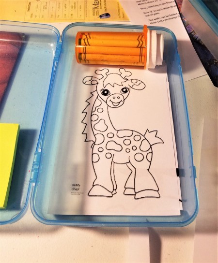 Kids Kar Kit - coloring page with bottle of crayons