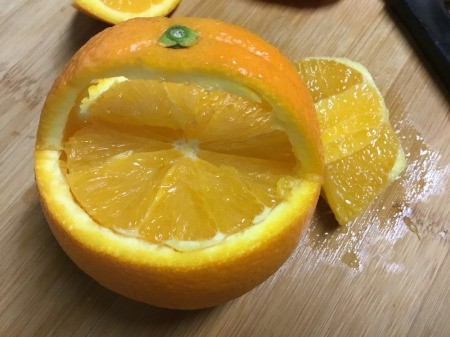 Decorative Baskets from Oranges - cut across and pop the fruit out