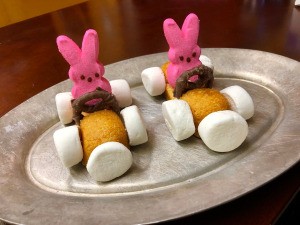 Peeps Racers - two race car bunnies