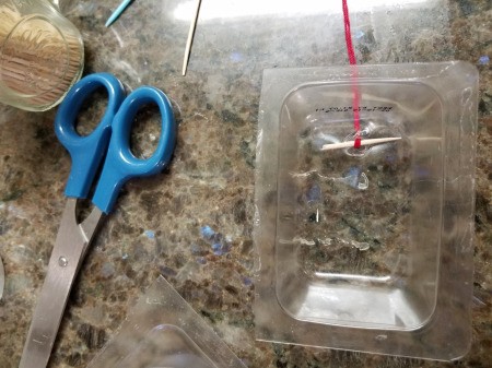 Bird Feeders Part 2 - container with toothpick and thread