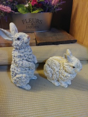 Value of House of Lloyd Easter Bunny Figurines - two ruffled fur bunny figurines