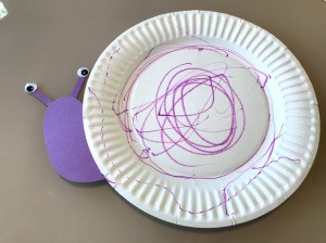 Snail Paper Plate Craft - purple paper plate snail