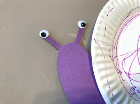 Snail Paper Plate Craft - add eyes