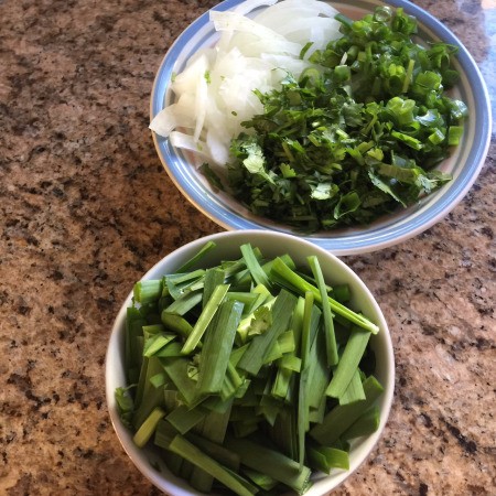 prepped onions celery & cilantro
