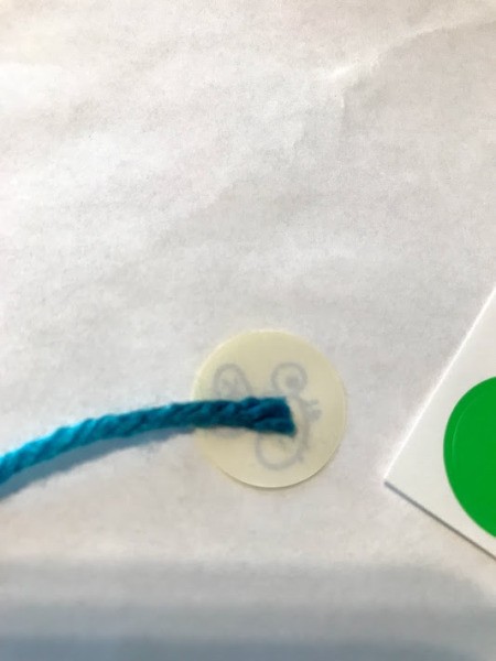 Frog and Fly Catcher Game - fly sticker on end of yarn