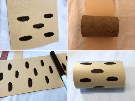 Standing Giraffe Toy - make spots on the piece of paper to wrap around the TP tube,