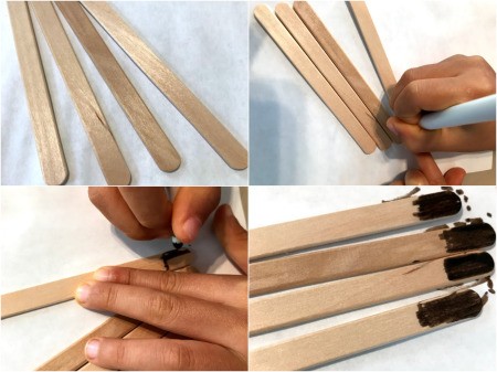 Standing Giraffe Toy - color the tips of craft sticks to make hooves