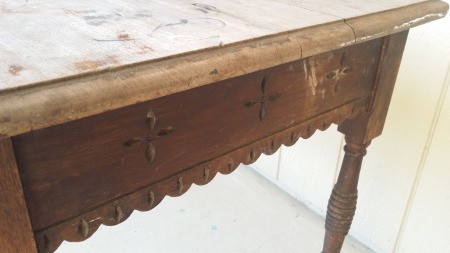 A vintage wooden table.
