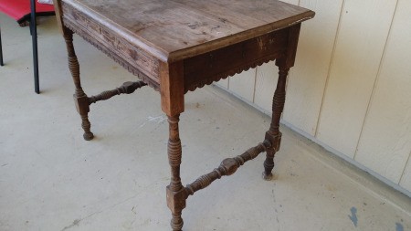 A vintage wooden table.