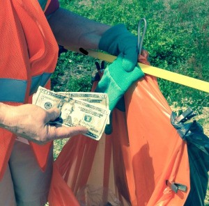 It's Roadside Litter Cleaning Time - cash found while collecting litter