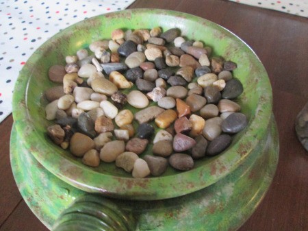 Terra Cotta Turtle Planter - pebbles added to planter