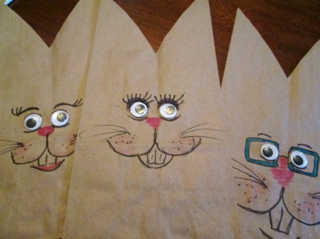 Making Bunny Bag Favors - draw on the faces