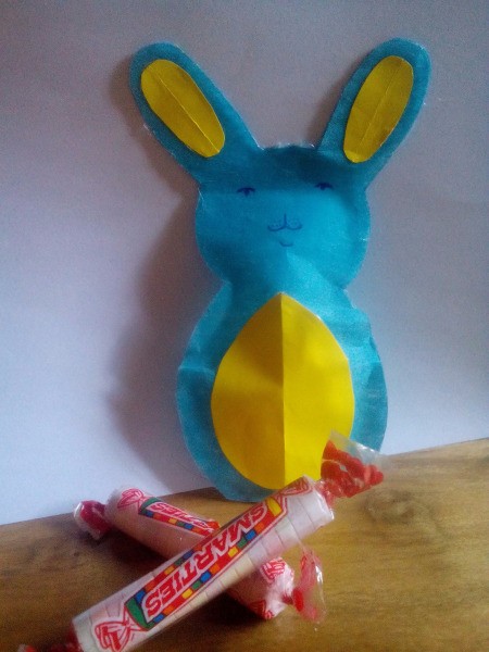 Easter Bunny Resealable Candy Pack - finished bunny with two rolls of Smarties