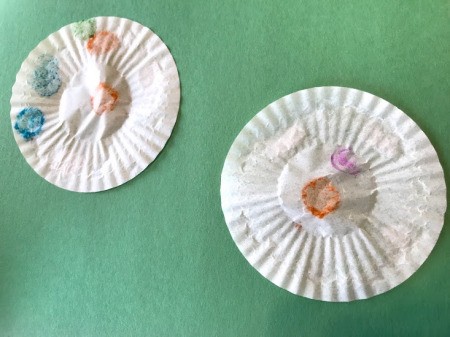 Making a Cupcake Liner Spider - glued to construction paper